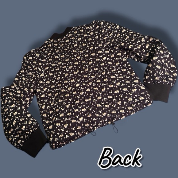 ✨HP✨EUC Vernacular Floral Back/Yellow Puff Sleeve Varsity Jacket. Small - Picture 3 of 13